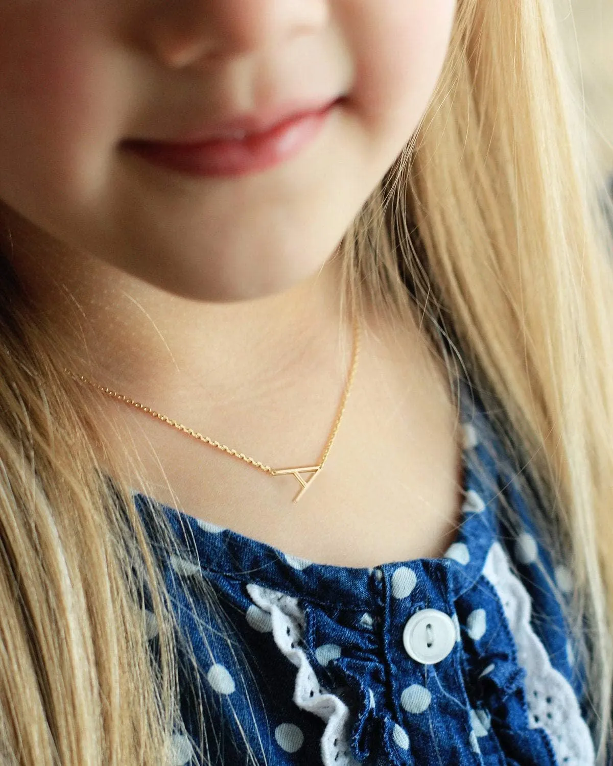 MOMOL Sideways Initial Necklace 18K Gold Plated Stainless Steel Tiny Initial Necklace Dainty Personalized Letter Necklace Delicate Small Monogram Name Necklace for Women