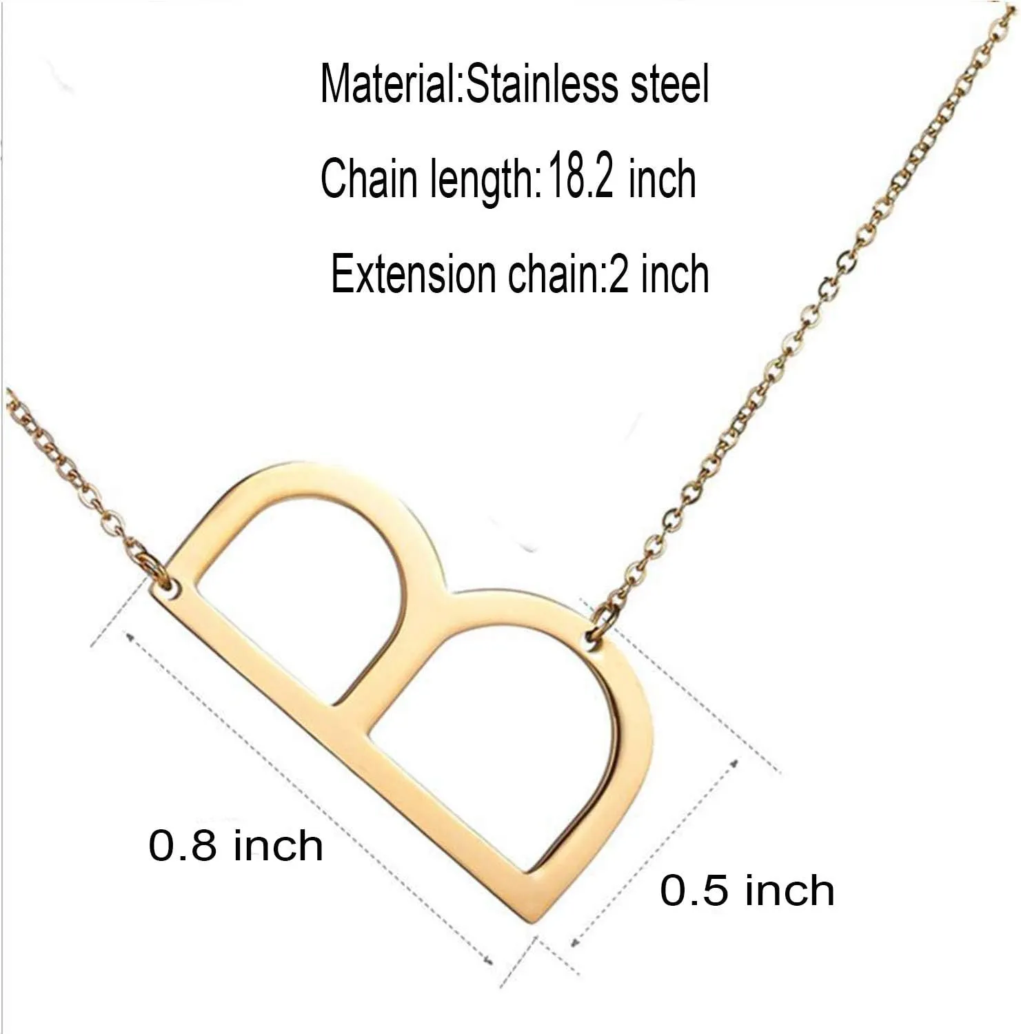 MOMOL Sideways Initial Necklace 18K Gold Plated Stainless Steel Tiny Initial Necklace Dainty Personalized Letter Necklace Delicate Small Monogram Name Necklace for Women