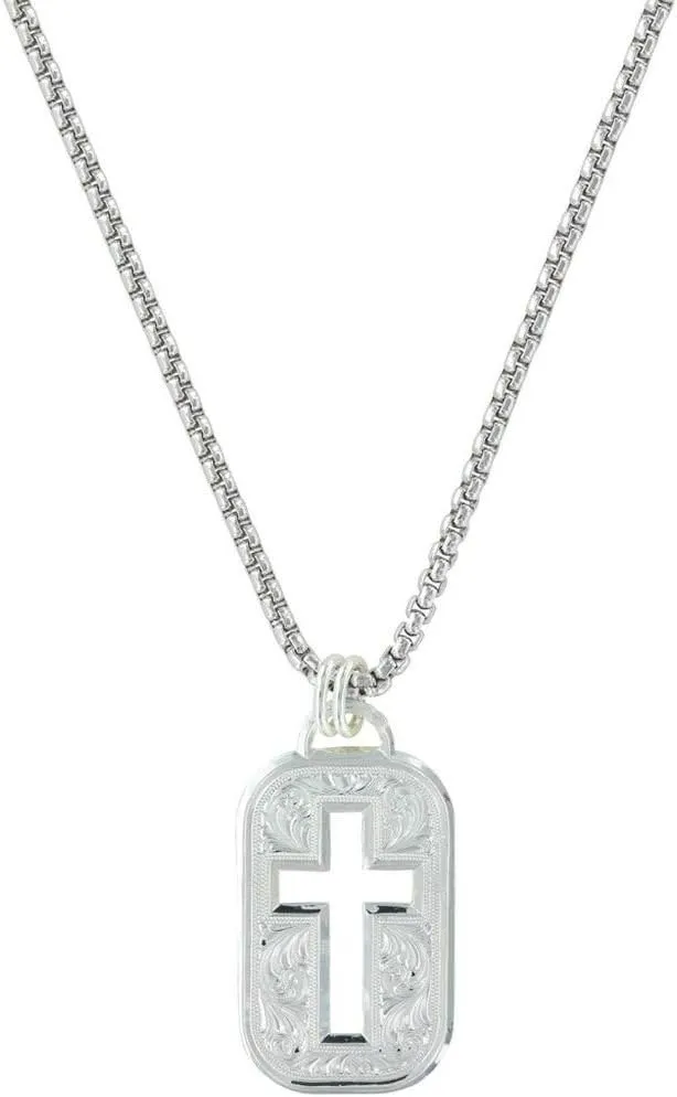 Montana Silversmiths Men's Western Lace Cross Token Necklace - NC2843 One Size