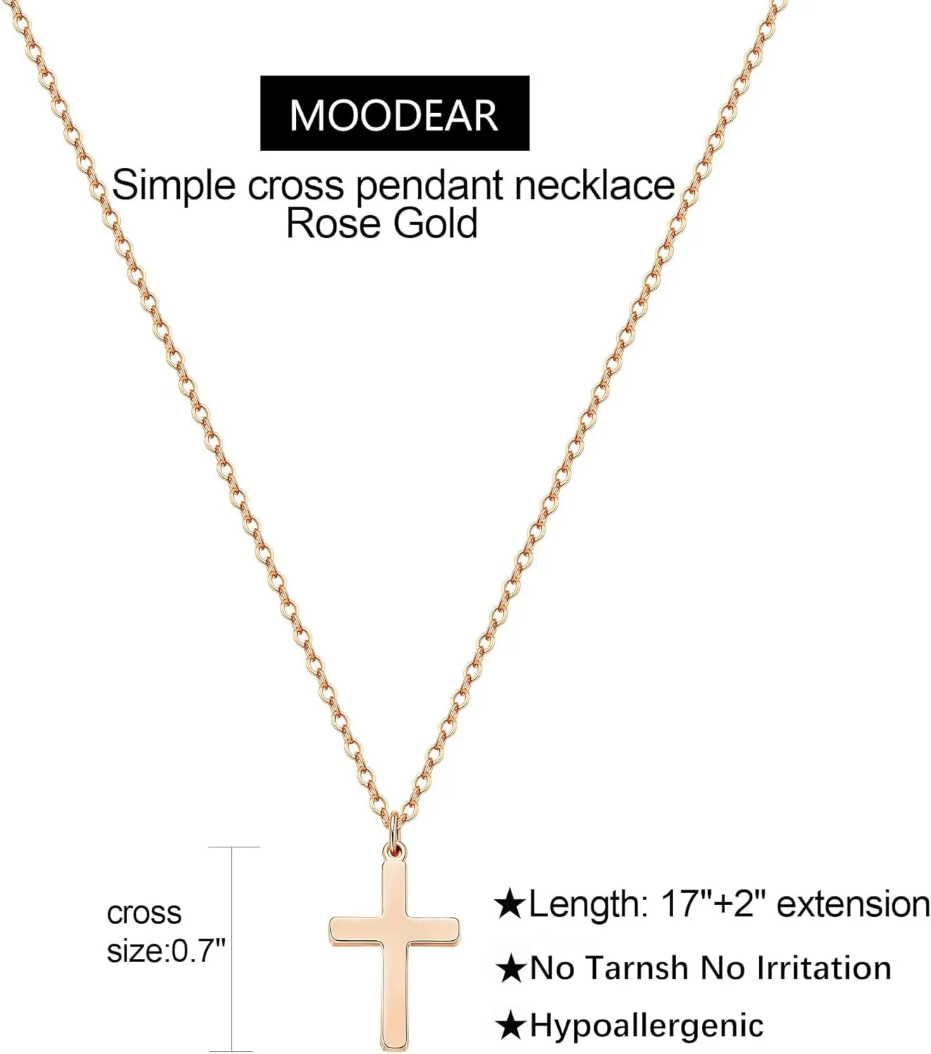 Moodear Cross Necklace for Women - Dainty 14K Gold Plated/Sterling Silver/Rose Gold Layered Cross Pendant Simple Cute Necklaces for Women Trendy Jewelry Gifts