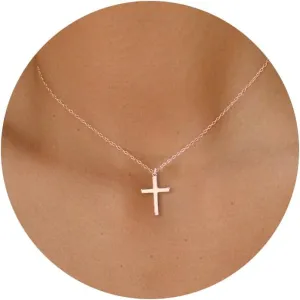 Moodear Cross Necklace for Women - Dainty 14K Gold Plated/Sterling Silver/Rose Gold Layered Cross Pendant Simple Cute Necklaces for Women Trendy Jewelry Gifts