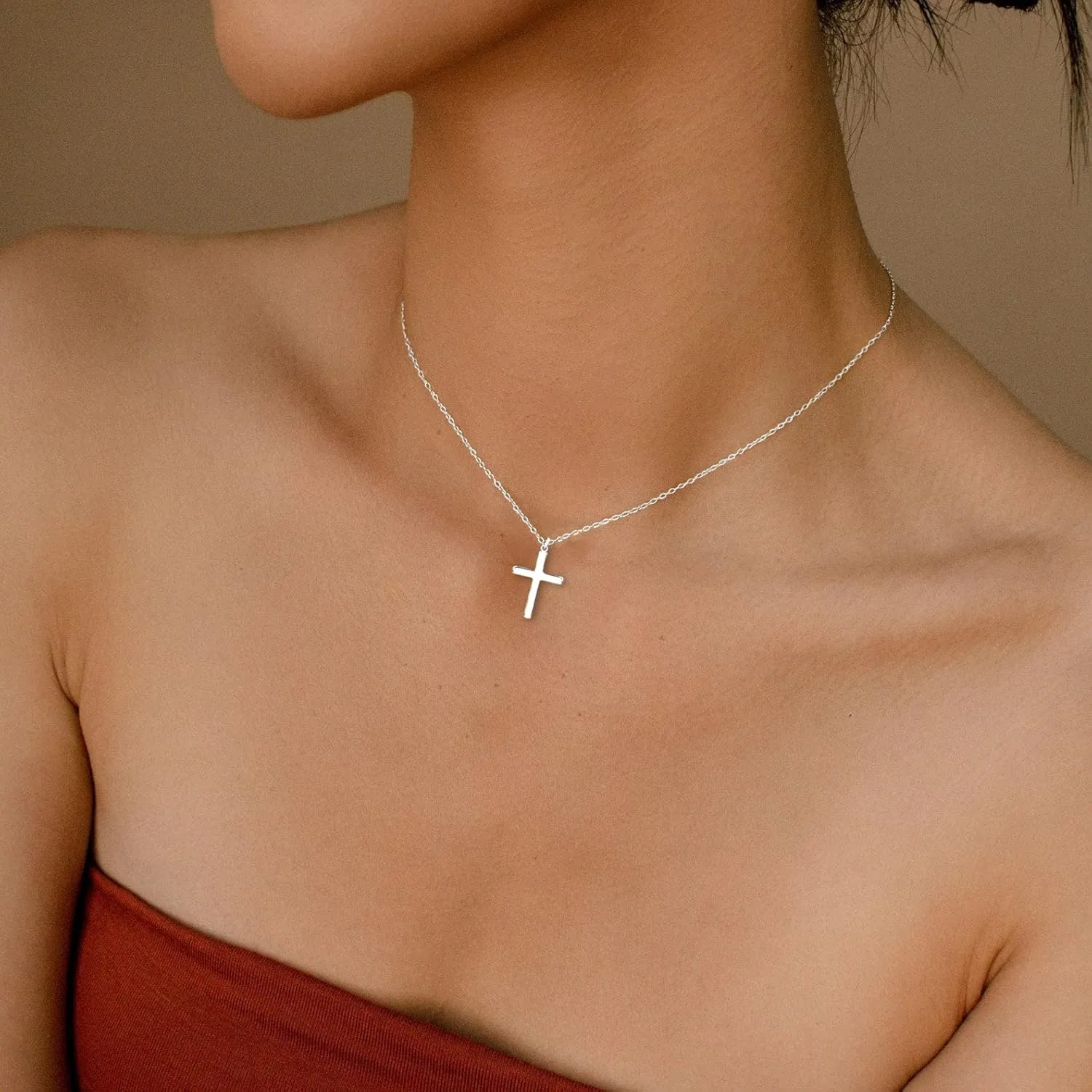 Moodear Fathers Day Gifts Cross Necklace for Women - Dainty 14K Gold Plated/Sterling Silver/Rose Gold Layered Cross Pendant Simple Cute Necklaces for Women Trendy Jewelry Gifts