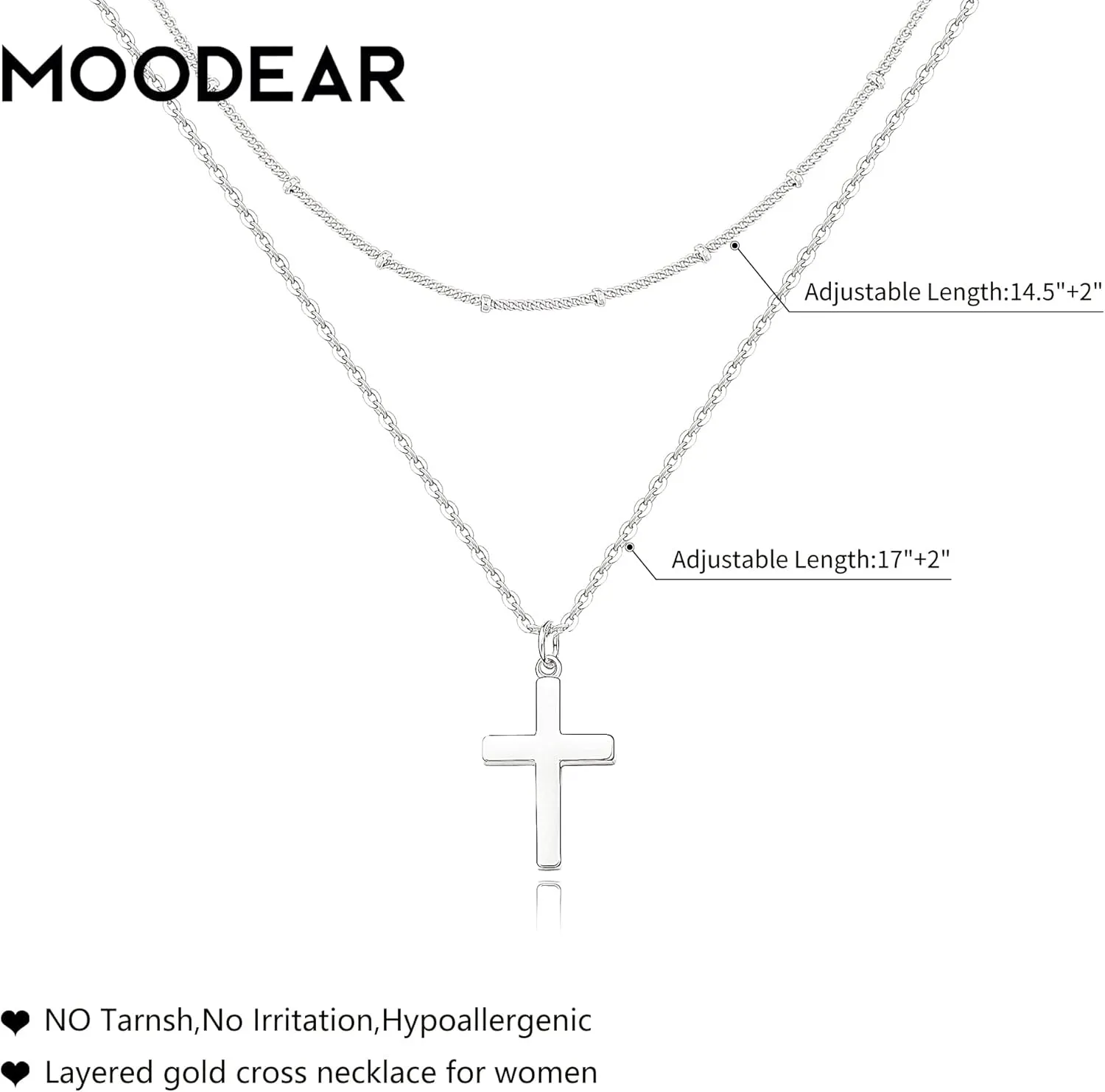 Moodear Fathers Day Gifts Cross Necklace for Women - Dainty 925 Sterling Silver/Gold Plated Layered Cross Pendant Simple Small Necklaces for Women Trendy Jewelry Gifts