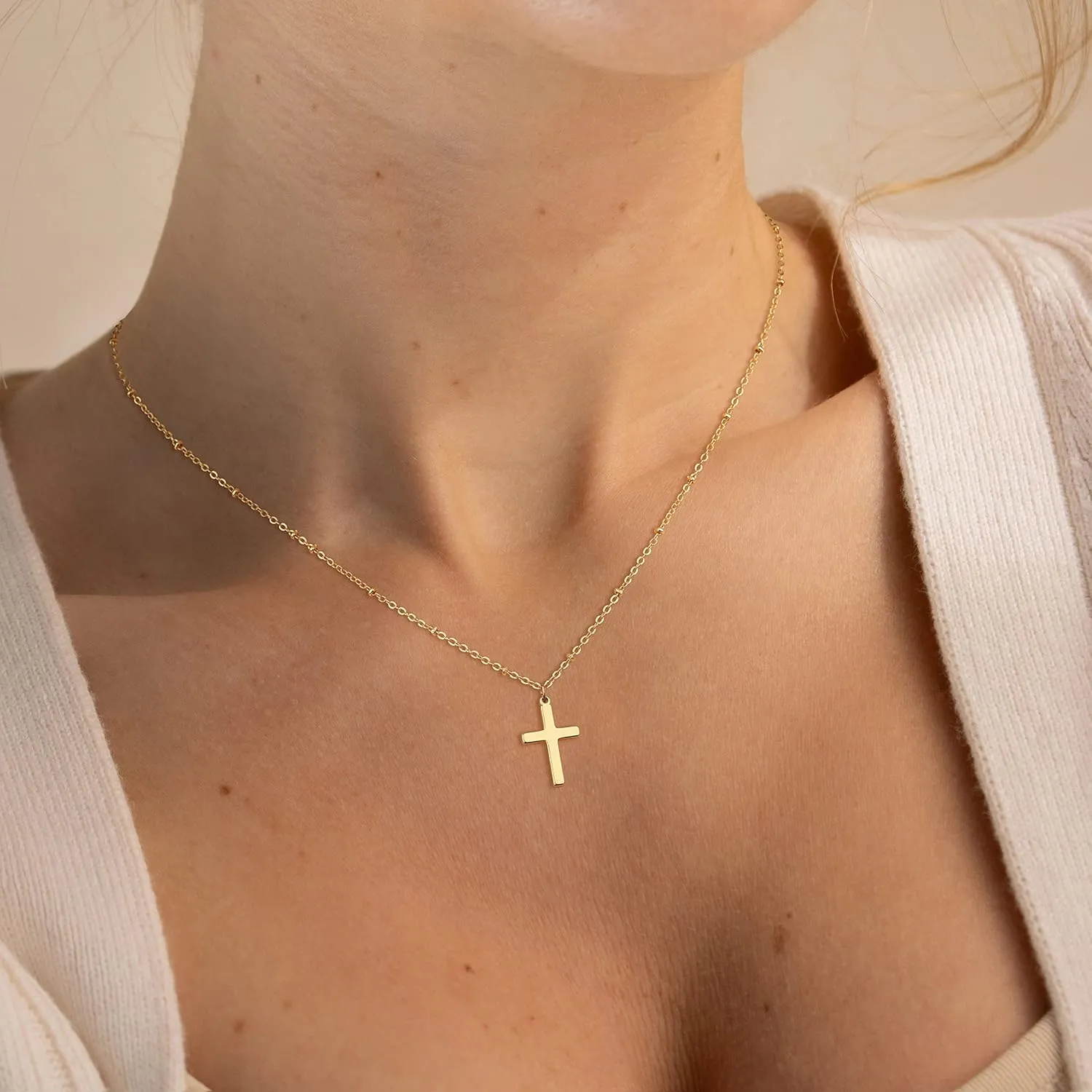 Moodear Mother's Day Gift Cross Necklace for Women - Dainty 925 Sterling Silver/Gold Plated Layered Cross Pendant Simple Small Necklaces for Women Trendy Jewelry Gifts
