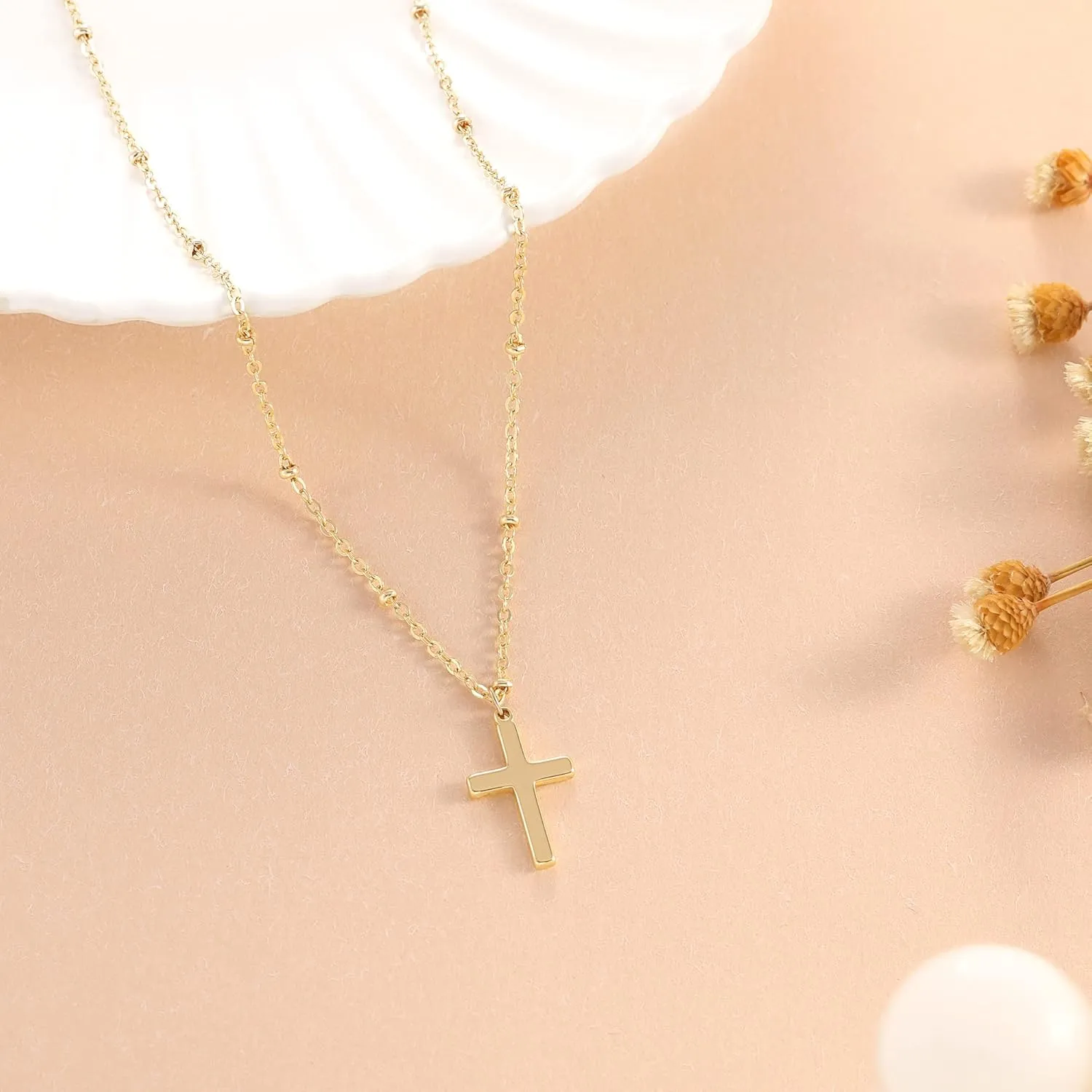 Moodear Mother's Day Gift Cross Necklace for Women - Dainty 925 Sterling Silver/Gold Plated Layered Cross Pendant Simple Small Necklaces for Women Trendy Jewelry Gifts