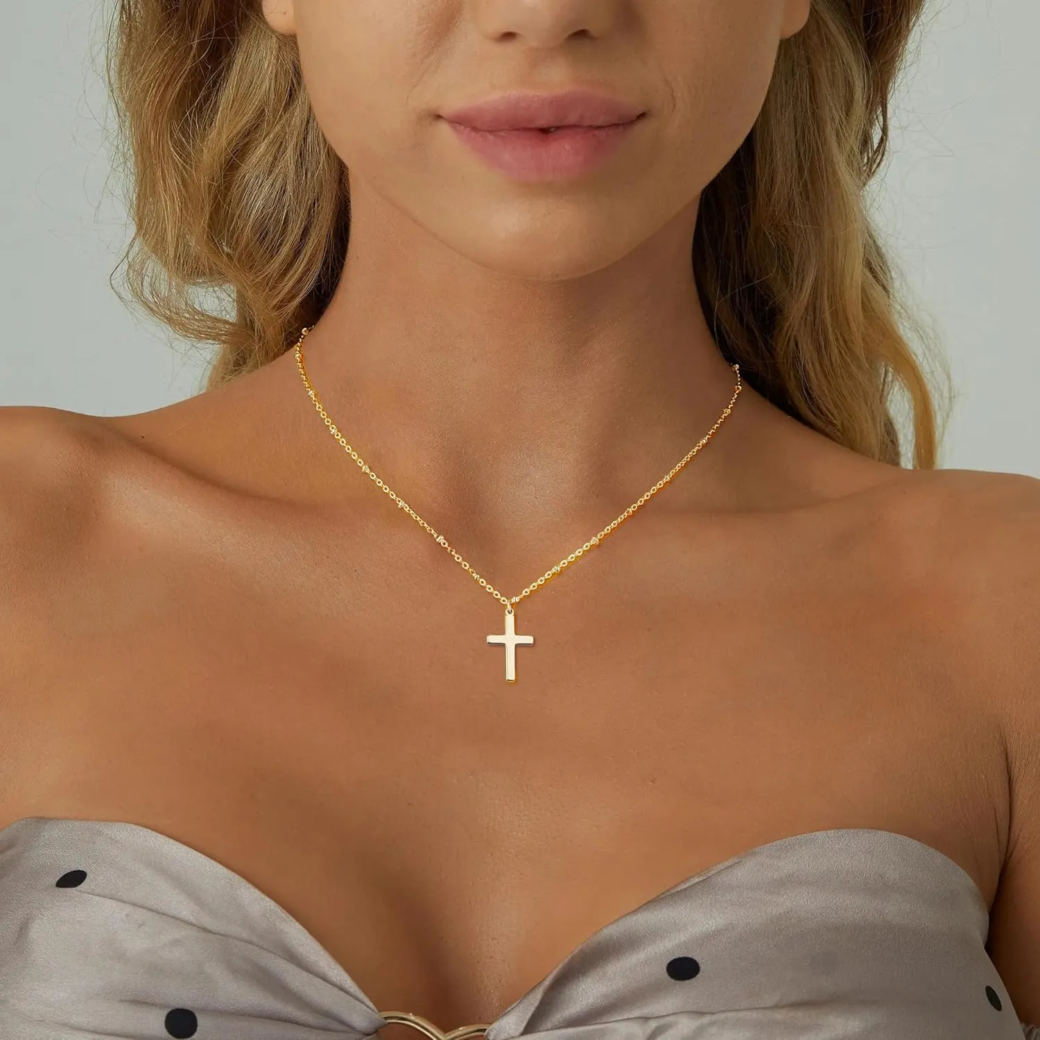 Moodear Mother's Day Gift Cross Necklace for Women - Dainty 925 Sterling Silver/Gold Plated Layered Cross Pendant Simple Small Necklaces for Women Trendy Jewelry Gifts