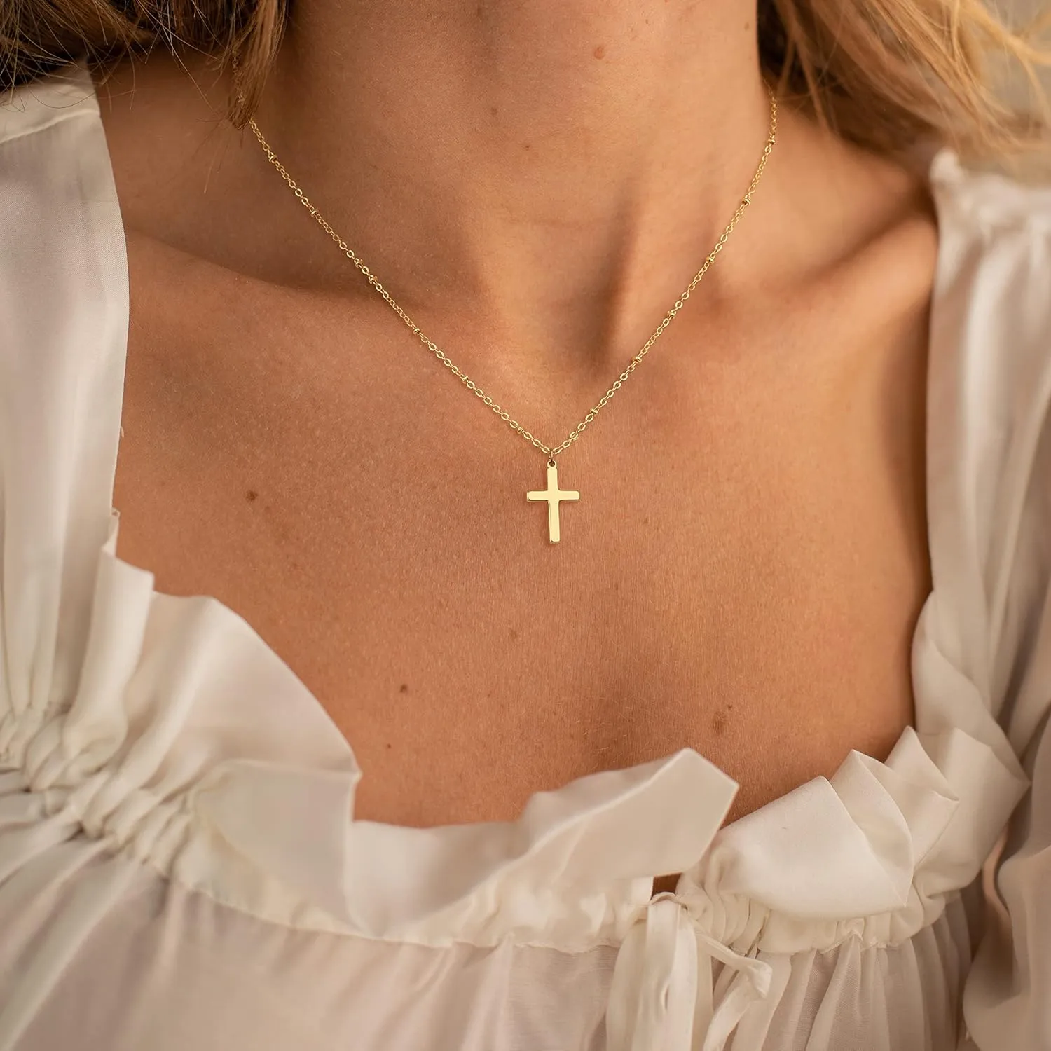 Moodear Mother's Day Gift Cross Necklace for Women - Dainty 925 Sterling Silver/Gold Plated Layered Cross Pendant Simple Small Necklaces for Women Trendy Jewelry Gifts