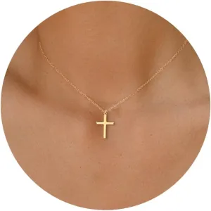 Moodear Mothers Day Gifts Cross Necklace for Women - Dainty 14K Gold Plated/Sterling Silver/Rose Gold Layered Cross Pendant Simple Cute Necklaces for Women Trendy Jewelry Gifts