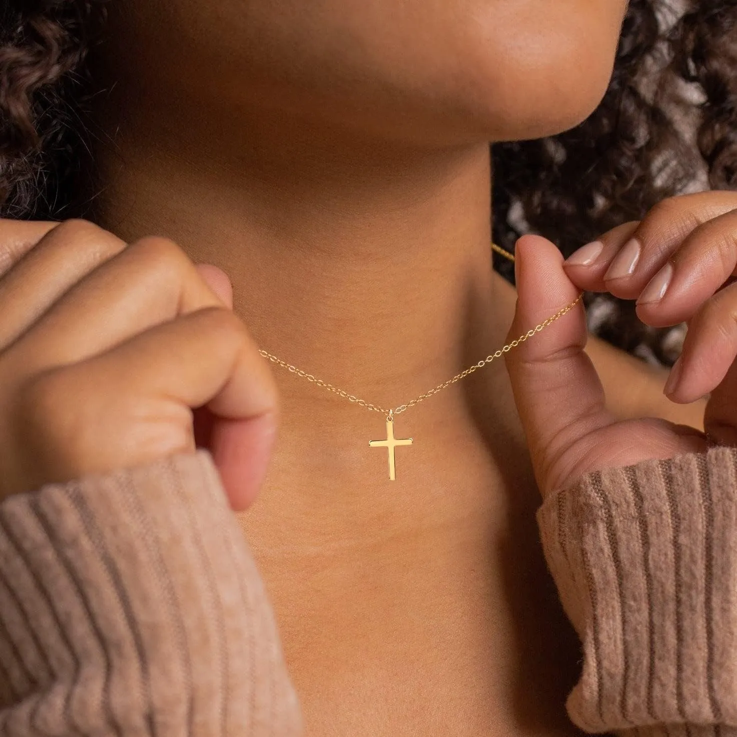 Moodear Mothers Day Gifts Cross Necklace for Women - Dainty 14K Gold Plated/Sterling Silver/Rose Gold Layered Cross Pendant Simple Cute Necklaces for Women Trendy Jewelry Gifts