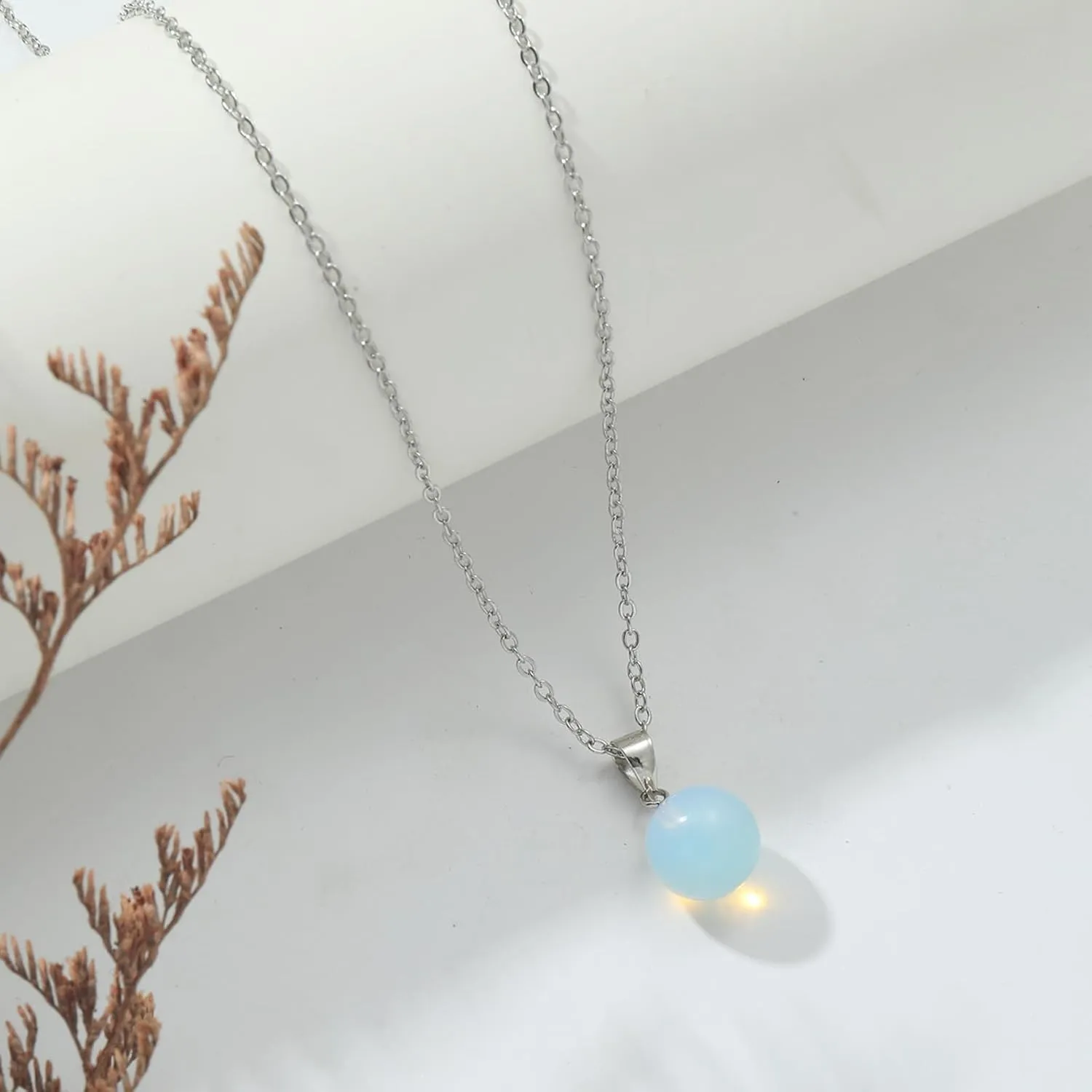Moonstone Necklaces for women Silver 10mm Round Moonstone Pendant Necklace June Birthstone Necklace Moonstone Jewelry Gift for Women Girls Mother's day gift