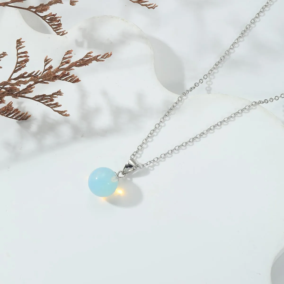 Moonstone Necklaces for women Silver 10mm Round Moonstone Pendant Necklace June Birthstone Necklace Moonstone Jewelry Gift for Women Girls Mother's day gift