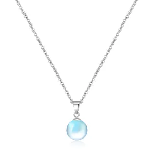 Moonstone Necklaces for women Silver 10mm Round Moonstone Pendant Necklace June Birthstone Necklace Moonstone Jewelry Gift for Women Girls Mother's day gift