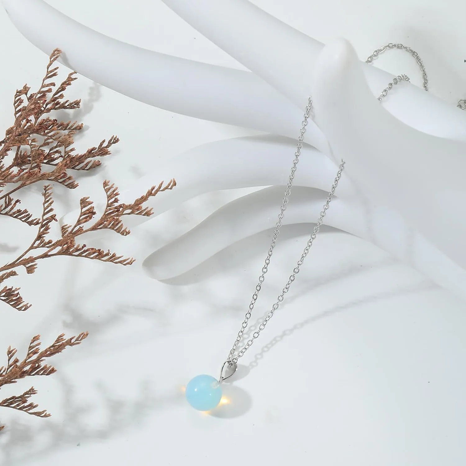 Moonstone Necklaces for women Silver 10mm Round Moonstone Pendant Necklace June Birthstone Necklace Moonstone Jewelry Gift for Women Girls Mother's day gift