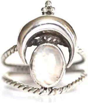 Moonstone Ring for Women Vintage Silver Ring Purple Stone Amethyst Ring Gemstone Statement Rings Handmade Jewelry Gifts