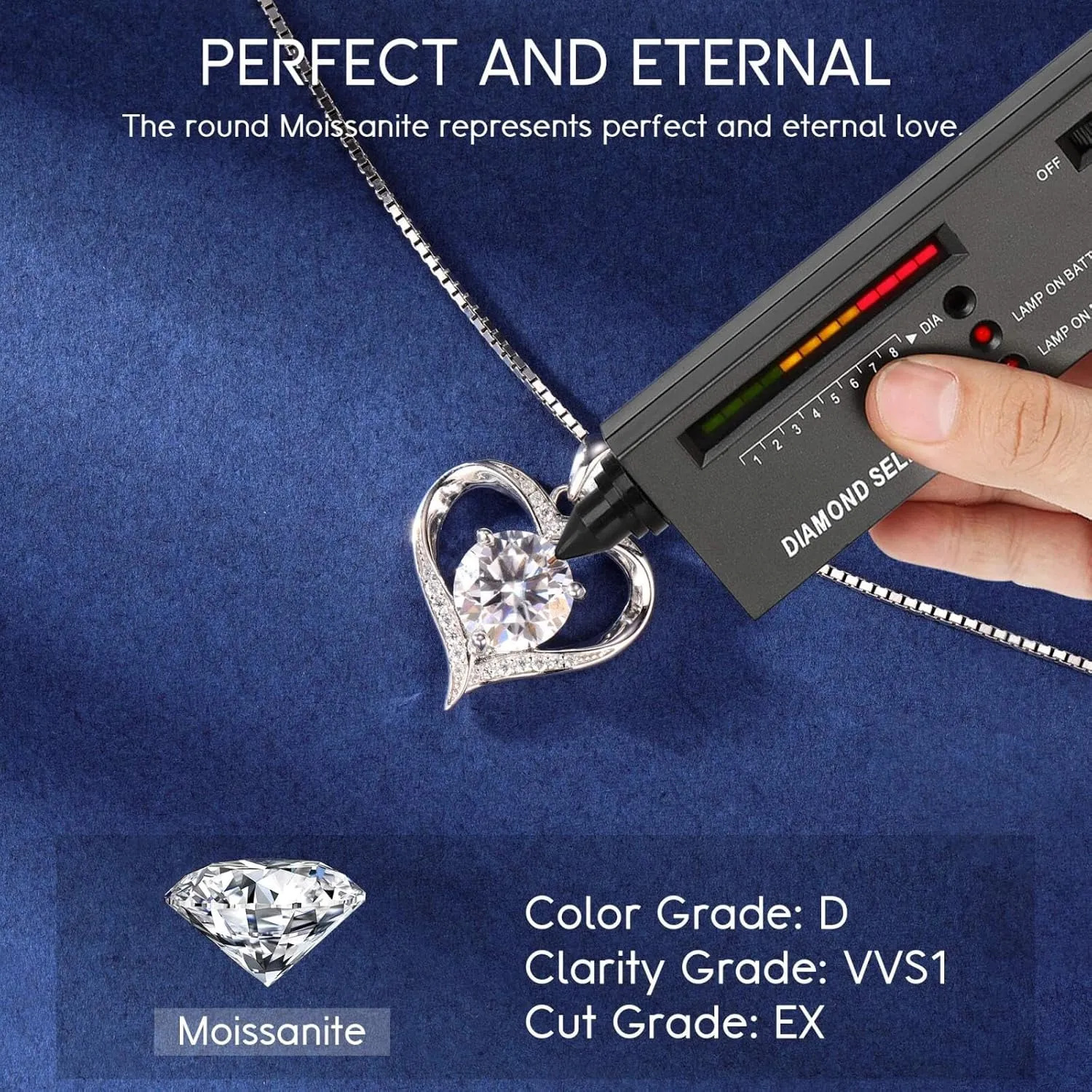 MOOSEA Moissanite Heart Pendant Necklaces for Women, 1-3ct D Color VVS1 925 Sterling Silver Anniversary Birthday Gifts for Women Wife Girlfriend Jewelry Moissanite Necklace