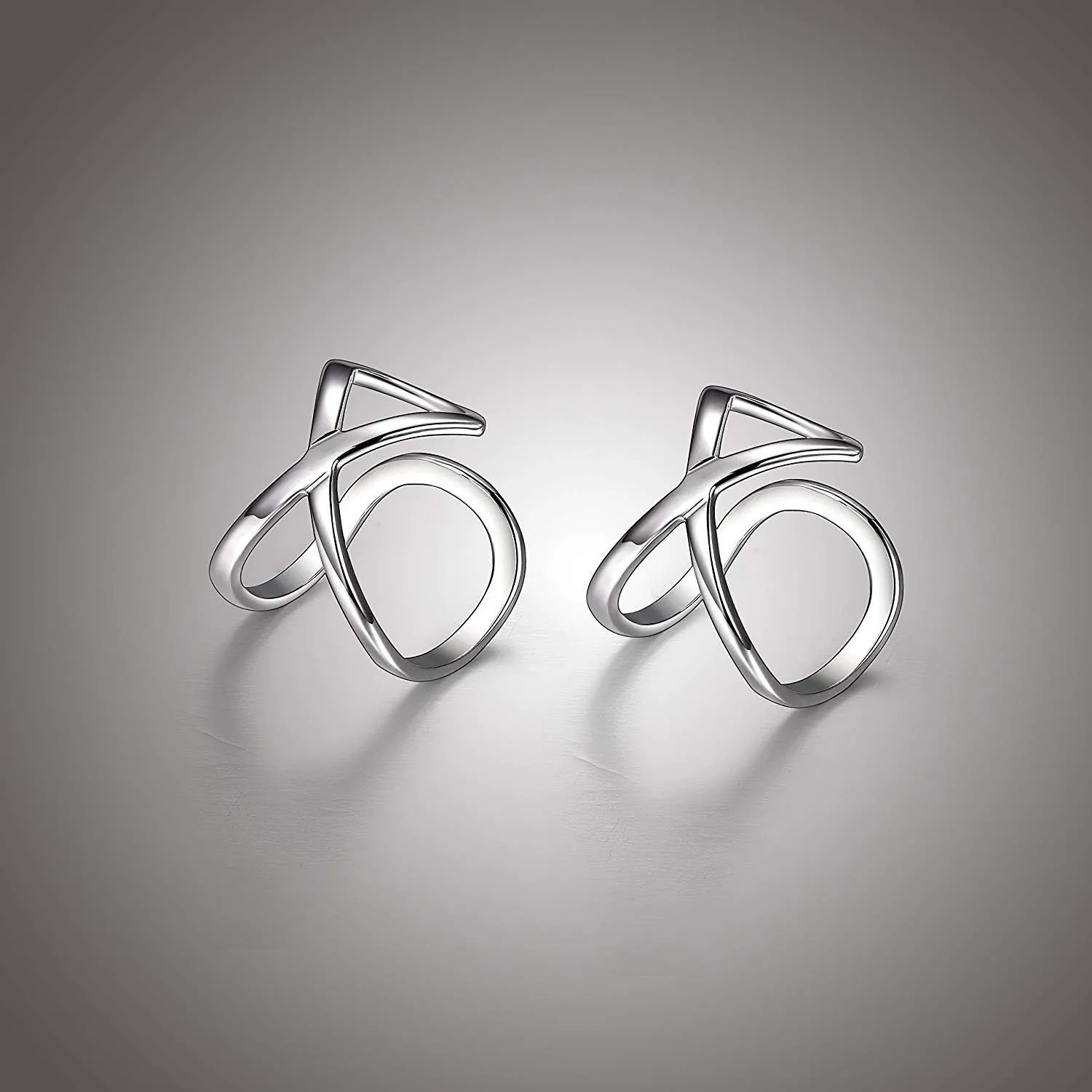 MORGAN & PAIGE .925 Sterling Silver Rhodium, 14K Rose Gold or 18K Yellow Gold Plated Open Infinity Loop Ear Cuffs for Women - Openwork Abstract No Piercing Cuff for Unpierced Ear Conch & Cartilage