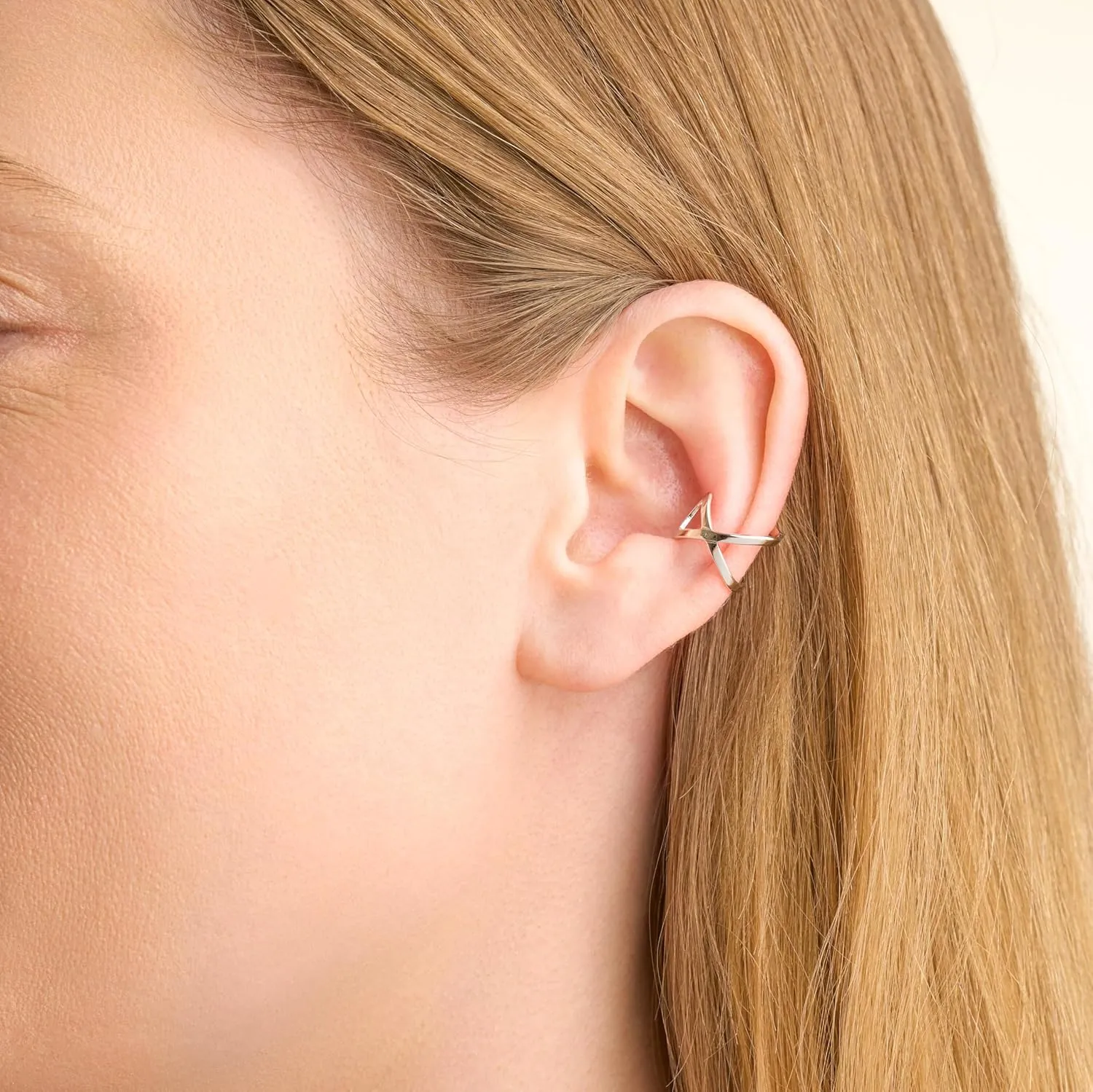 MORGAN & PAIGE .925 Sterling Silver Rhodium, 14K Rose Gold or 18K Yellow Gold Plated Open Infinity Loop Ear Cuffs for Women - Openwork Abstract No Piercing Cuff for Unpierced Ear Conch & Cartilage
