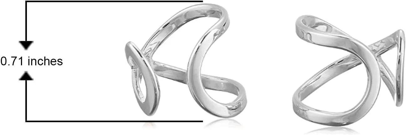 MORGAN & PAIGE .925 Sterling Silver Rhodium, 14K Rose Gold or 18K Yellow Gold Plated Open Infinity Loop Ear Cuffs for Women - Openwork Abstract No Piercing Cuff for Unpierced Ear Conch & Cartilage