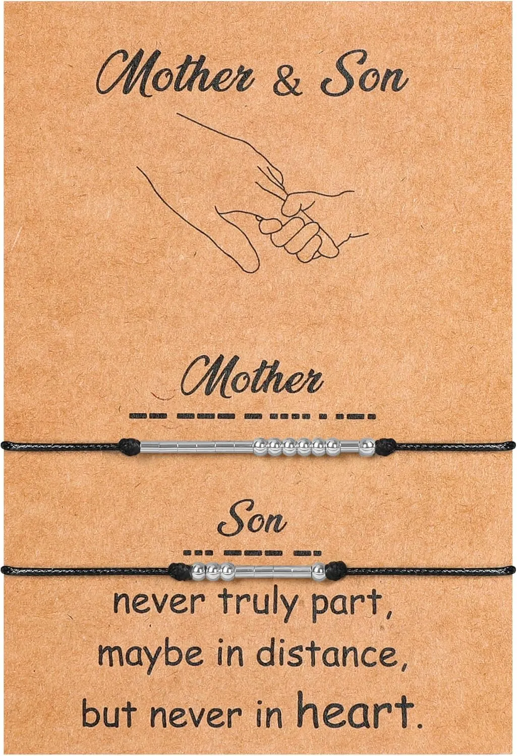 Mothers Day Bracelet Gifts, Adjustable Hearts Mother and Son Bracelet with Card, Celebrate Love Mothers Day Gifts for Grandma Son Accessories