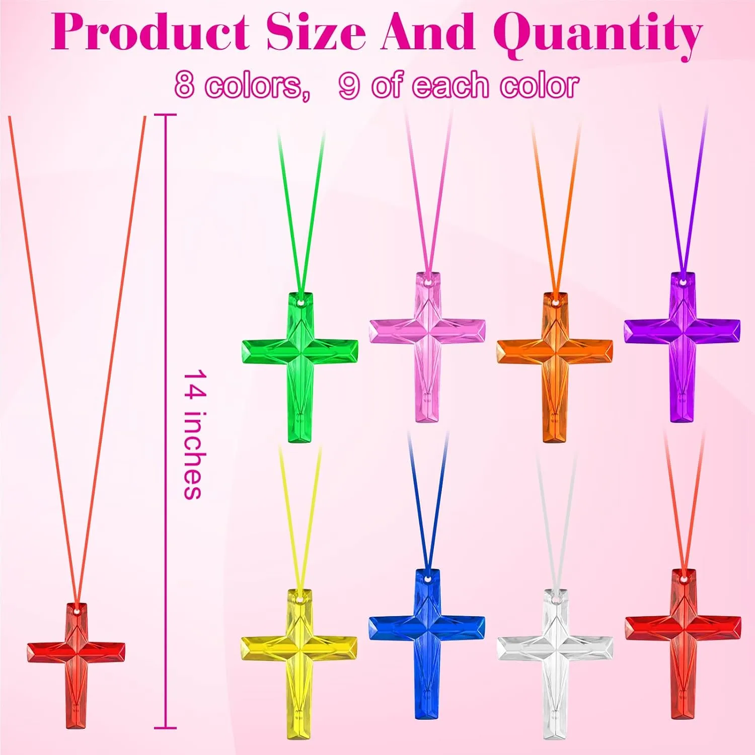 Mototo Crystal Cross Necklace Plastic Cross Necklace Church Welcome Necklace Christian Religious Party Supplies for Sunday School