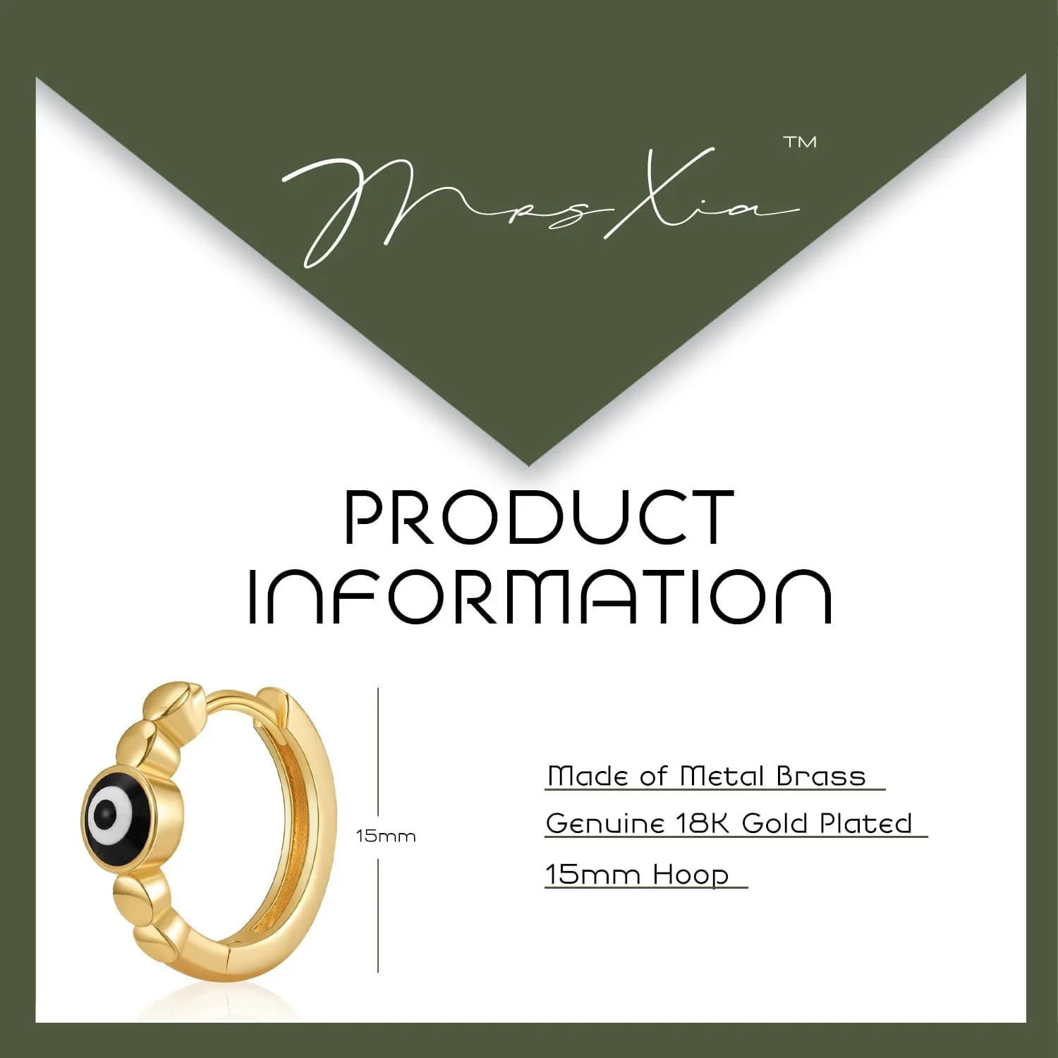MRSXIA Huggie Earrings for Women Gold Hoop Evil Eye Mix Colors 24K Gold Filled Small Simple Delicate Hypoallergenic Ear Protection Jewelry