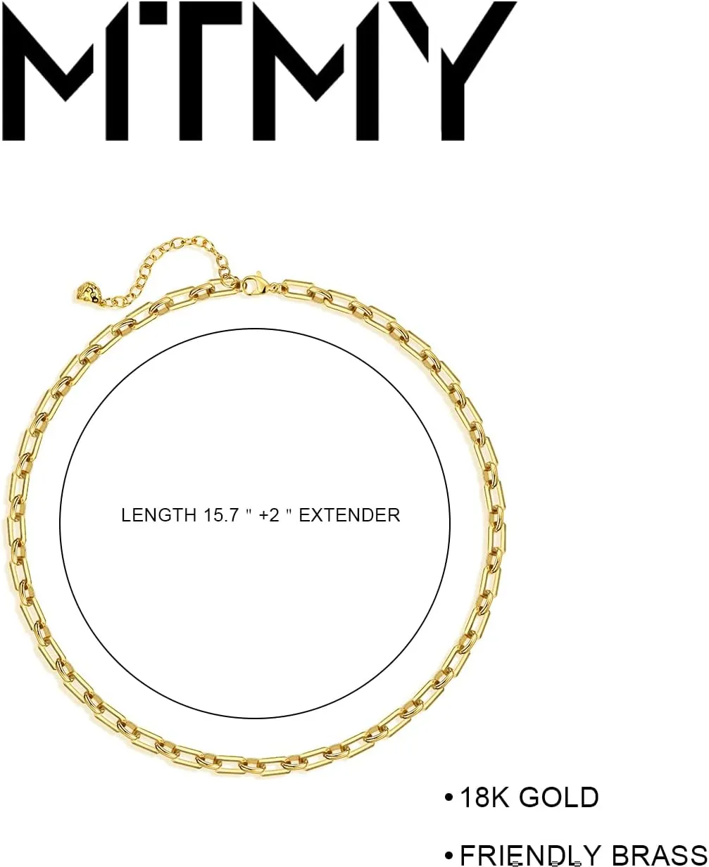 MTMY Gold Choker Necklace,18K Gold Plated Dainty Chain Choker Necklace Delicate Fashion Choker Necklace Jewelry for Women