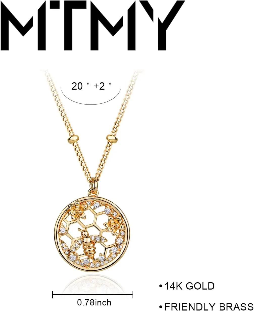 MTMY Gold Pendant Necklace for Women 14K Gold Plated Snake/Butterfly/Bee/Hummingbird Animal Necklace Dainty Necklace Simple Delicate Jewelry