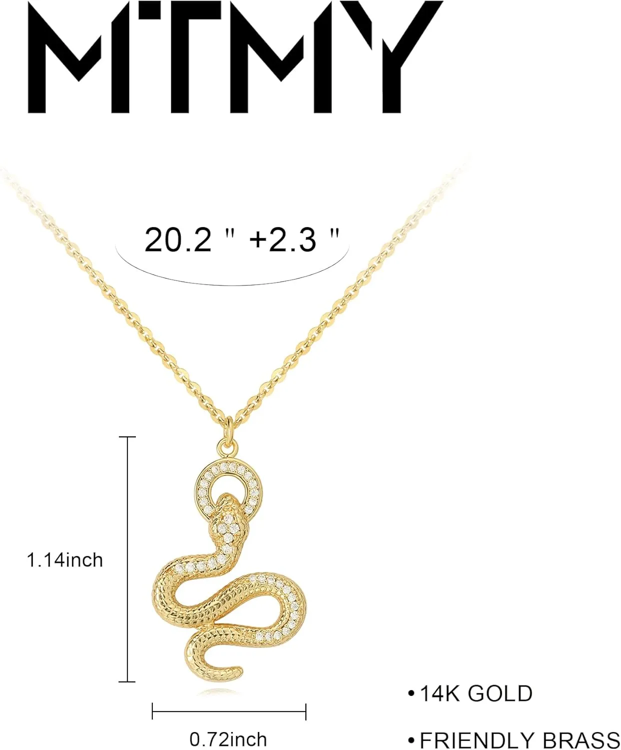 MTMY Gold Pendant Necklace for Women 14K Gold Plated Snake/Butterfly/Bee/Hummingbird Animal Necklace Dainty Necklace Simple Delicate Jewelry