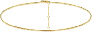 MTMY Gold Snake Chain Choker Necklace,18K Gold Plated Dainty Herringbone Necklace Delicate Fashion Choker Necklace Jewelry for Women