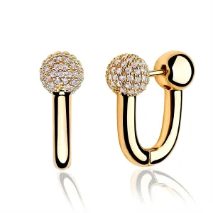 MTMY Huggie Hoop Earrings 14K Gold Plated Cubic Zirconia Dainty Simple Cute Beads Elegant CZ Circle Small Hoop Earring for Women Minimalist Handmade Hypoallergenic Jewelry