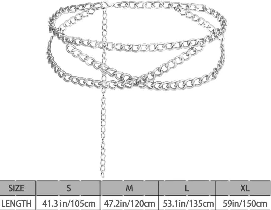 MultiLayer Metal Waist Chain Belly Waist Chain Punk Body Chain for Women and Girls