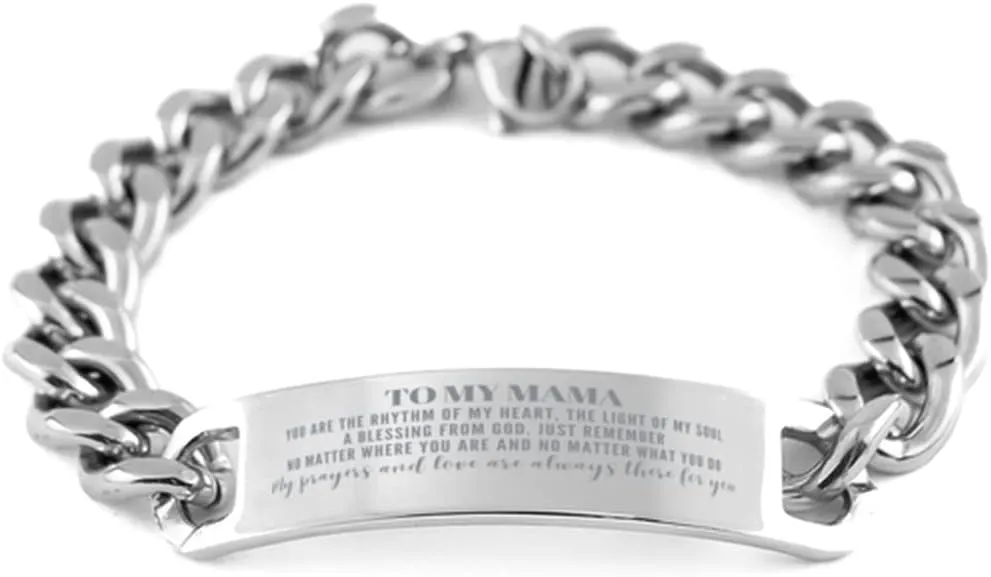 My Mama My Prayers and Love are Always There for You. Mama Cuban Chain Bracelet Gifts Mama Birthday Idea. Mama Inspirational Movitional Gifts