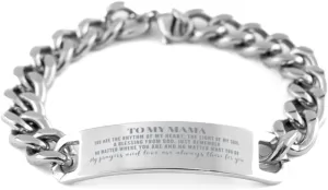My Mama My Prayers and Love are Always There for You. Mama Cuban Chain Bracelet Gifts Mama Birthday Idea. Mama Inspirational Movitional Gifts