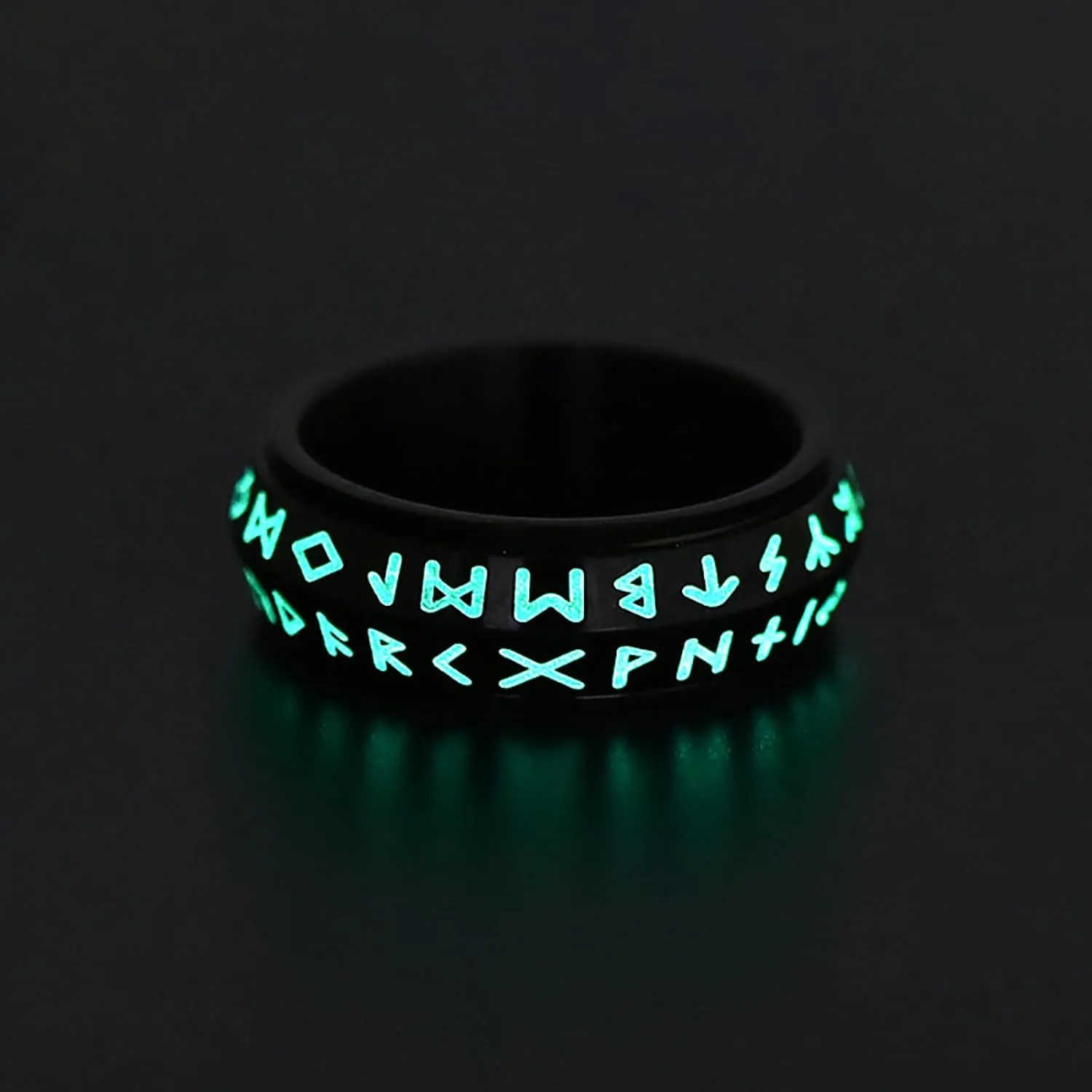 Nanafast 8mm Viking Anxiety Spinner Ring for Men Women Stainless Steel Viking Rings for Men Double Line Viking Rune Fidget Rings Black/Silver/Gold/Retro Men's Viking Jewelry Gift