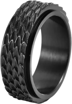Nanafast Dragon Scale Anxiety Ring for Men Cool Stainless Steel Snake Dragon Scales Spinner Rings Fidget Ring Mens Ring