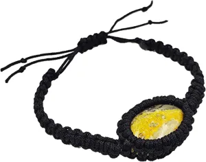 Natural Bumble Bee Jasper Gemstone Cabochon Macrame Bracelet Adjustable Handmade Stylish jewelry Friendship Bracelet Gift For her, Stone Size: 30x20 mm, Stone, Jasper