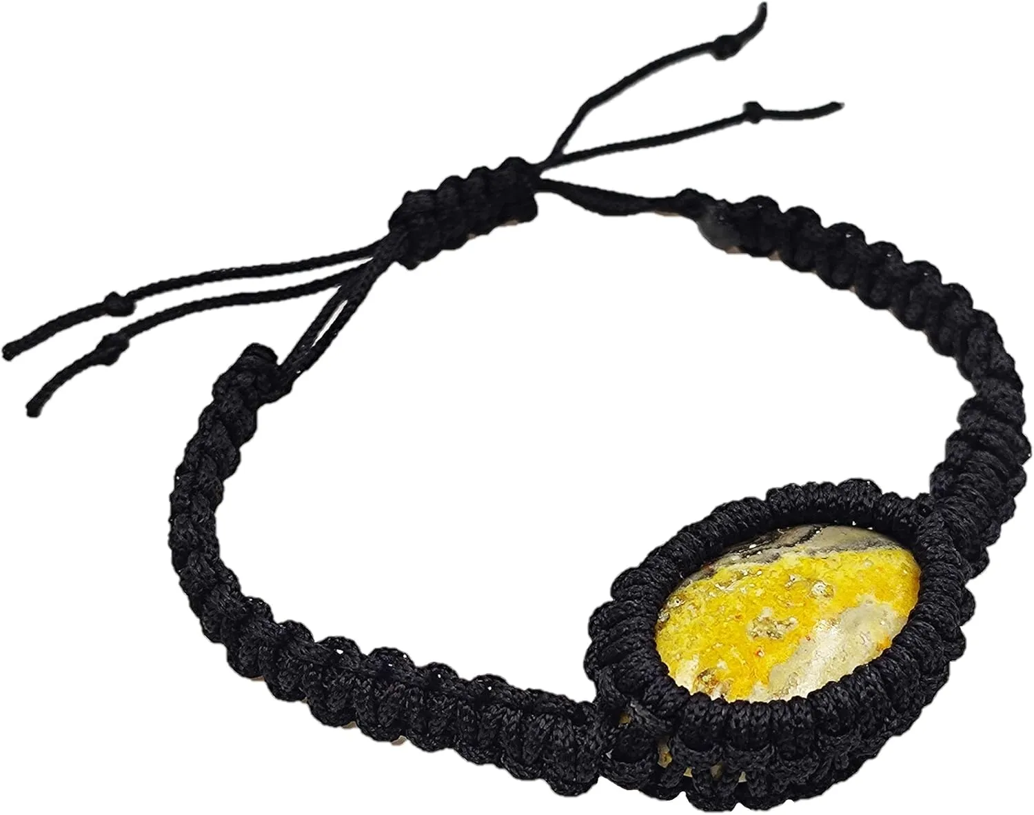 Natural Bumble Bee Jasper Gemstone Cabochon Macrame Bracelet Adjustable Handmade Stylish jewelry Friendship Bracelet Gift For her, Stone Size: 30x20 mm, Stone, Jasper