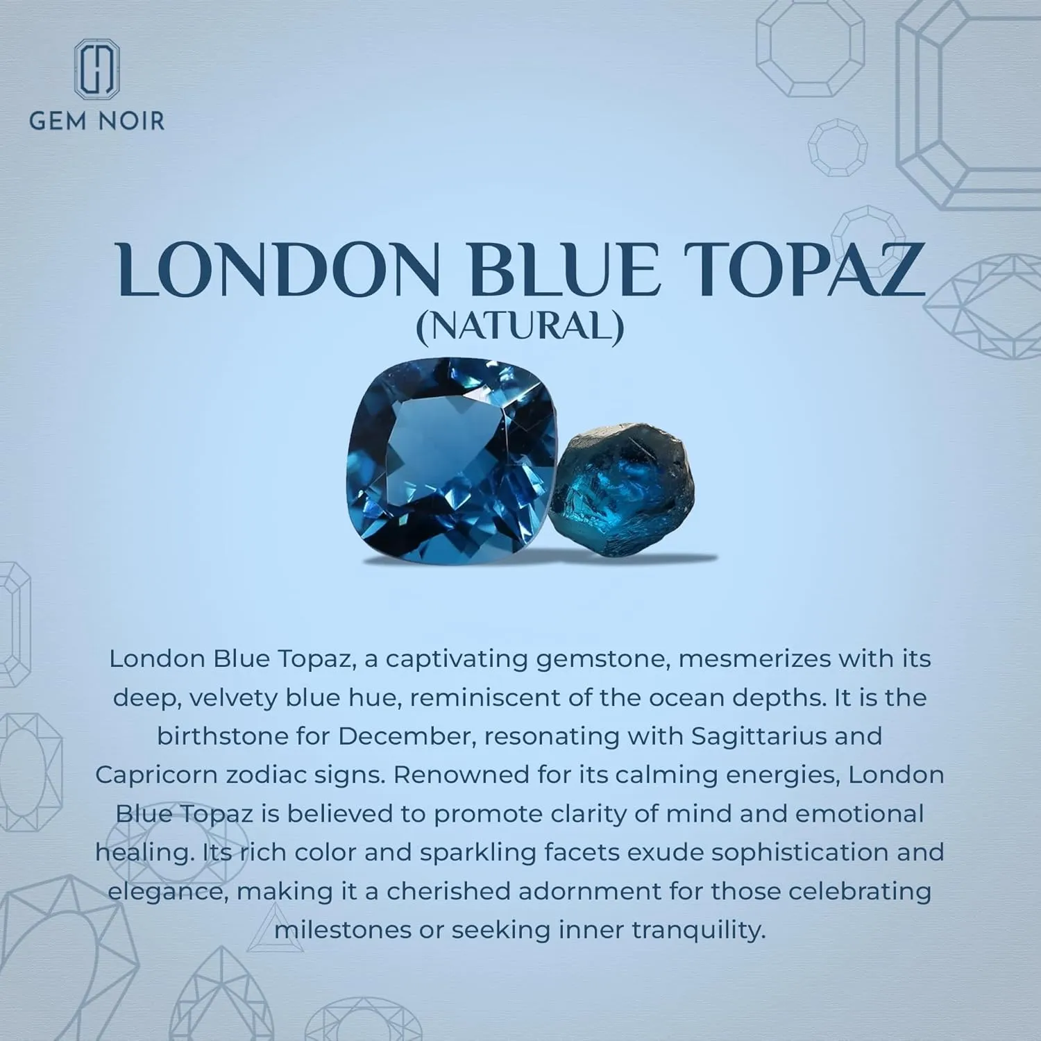 Natural London Blue Topaz Emerald-Cut Solitaire Pendant Necklace for Women in Sterling Silver, November Birthstone Jewelry Gifts for Her Birthday, Anniversary, Christmas, Valentines (Bezel Set)