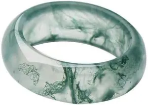 Natural Moss Agate Ring for Women Men Unisex Natural Green Gemstone Rings Agate Jewelry Gift