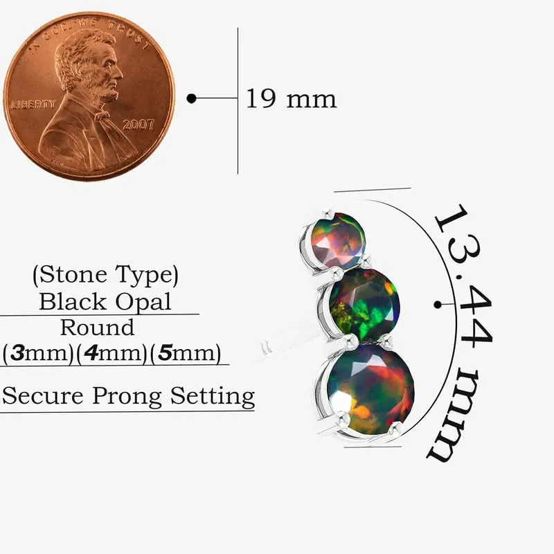 Natural Multifire Opal Gemstone Silver Stud Earring for Women, Ethiopian Opal 925 Sterling Silver/Yellow Gold Filled Stud Earring