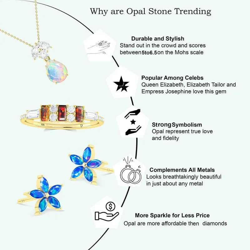 Natural Multifire Opal Gemstone Silver Stud Earring for Women, Ethiopian Opal 925 Sterling Silver/Yellow Gold Filled Stud Earring