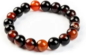 Natural Stretch Gemstone Crystal Bead Bracelet, Healing Stone Beaded Tiger Eye Bracelets for Women Men Gifts (Unisex)