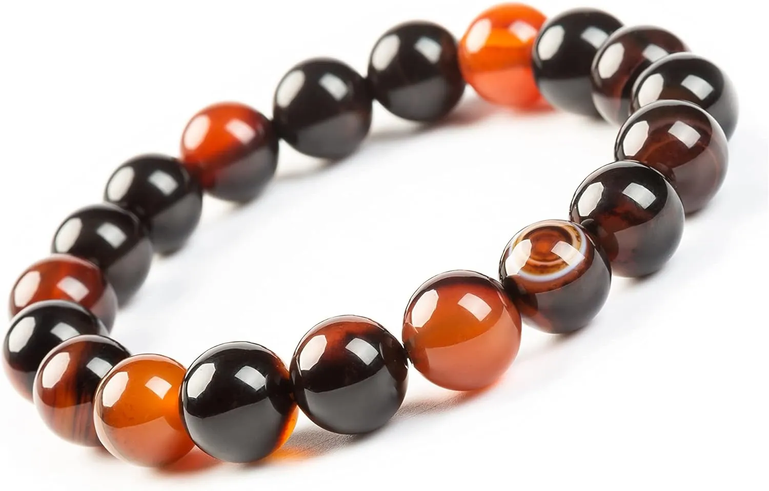 Natural Stretch Gemstone Crystal Bead Bracelet, Healing Stone Beaded Tiger Eye Bracelets for Women Men Gifts (Unisex)