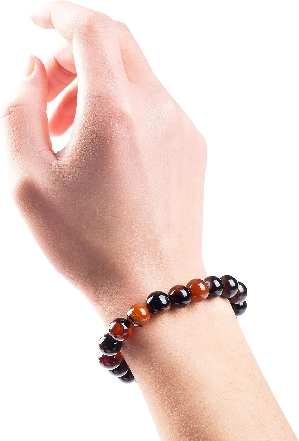 Natural Stretch Gemstone Crystal Bead Bracelet, Healing Stone Beaded Tiger Eye Bracelets for Women Men Gifts (Unisex)