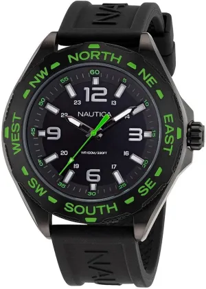 Nautica Men's NAPCWS303 Clearwater Beach Black Silicone Strap Watch