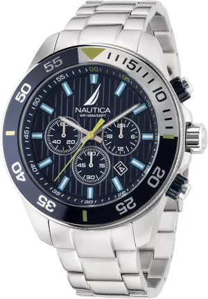 Nautica Men's NAPNOS304 One Recycled (85%) Stainless Steel Bracelet & Blue Silicone Strap Watch
