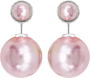 Navachi 18k Gold Plated Double Sided Colorful Faux Pearl Beads Womens Fashion Elegant Candy Stud Earrings
