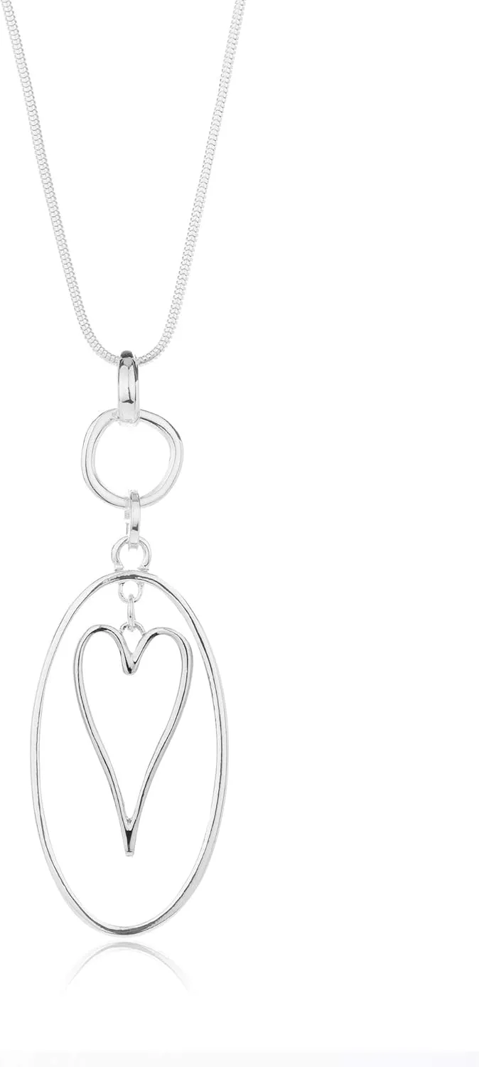 Necklaces for Women Heart Pendant Long Sweater Layered Y Statement Lariat Silver Rose Gold Chain Necklace with Gifts Box