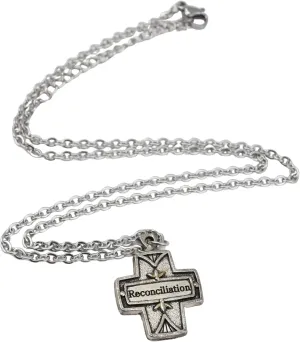 Needzo Reconciliation Medal with Chain, Religious Cross Jewelry, 16 Inches