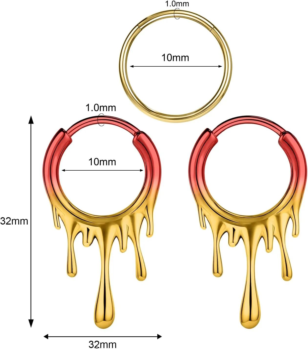 Nose Rings Hoops Surgical Steel Septum Ring Piercing Jewelry for Women Men Septum Hoop Triple/Chain/CZ Hoop Hinged Septum Helix Conch Cartilage Daith Tragus Piercing Jewelry